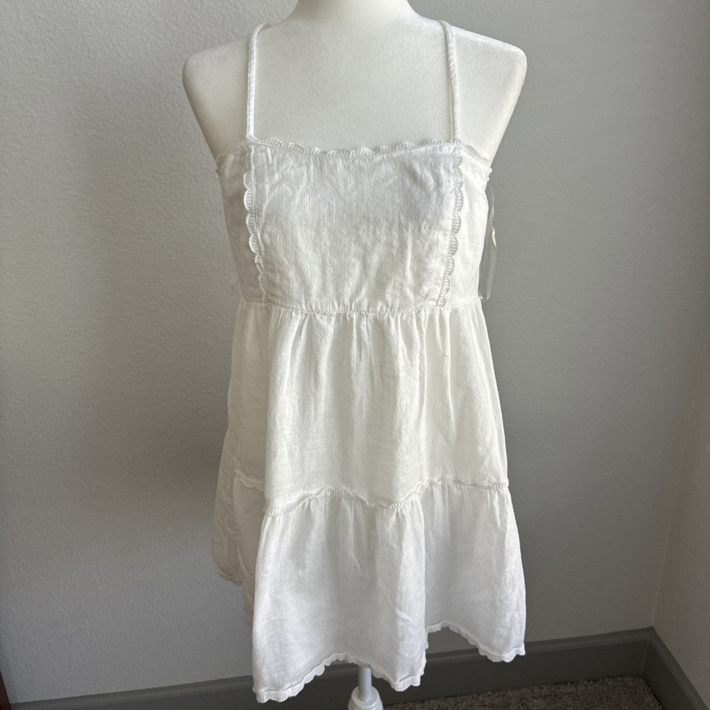 Aeropostale Womens Medium Babydoll Mini Dress White Cottage Boho Festival Y2K
